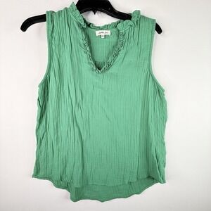 Another Love Medium Green Cotton Top Women's Gauze Style